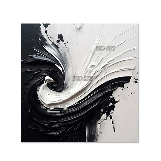 Panel de pared grande, decoración abstracta para oficina, pintura acrílica texturizada gruesa, pinturas en blanco y negro, arte de pared de lujo sin marco