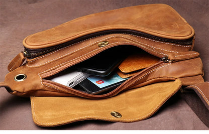 Guro-bolso de pecho de viaje de cuero genuino de alta calidad para hombre, satchel de lujo, cruzado de tendencia Vintage, bolsos de tirantes para deportes al aire libre de fin de semana