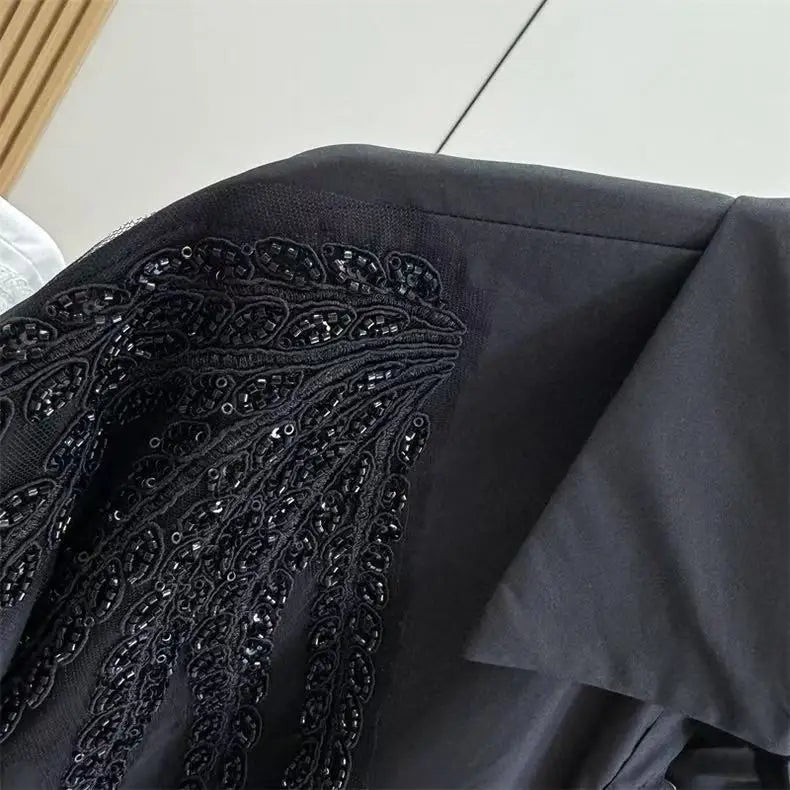 Blusas de algodón con bordado de lentejuelas de lujo, camisas para mujer, tendencia, nueva moda, Tops informales sueltos, Blusas, camisa de oficina para mujer, Tops