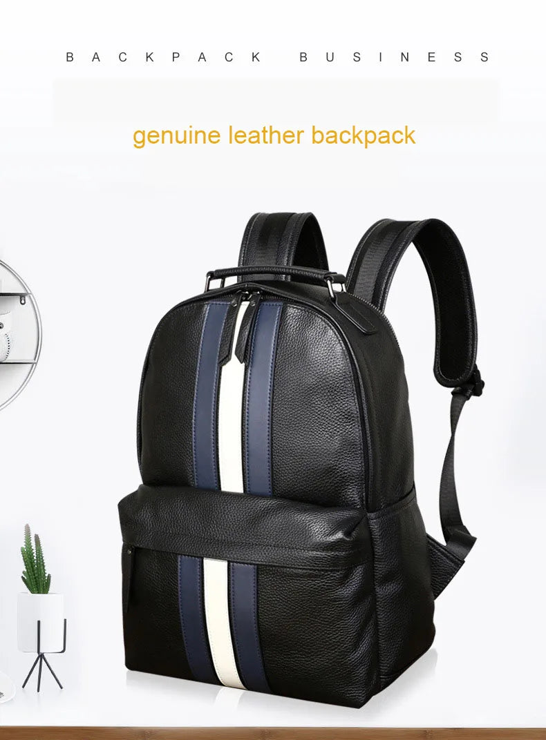 2024 nuevo diseño de moda para hombres, mochila marrón de cuero genuino para ordenador portátil, mochila escolar, bolsa de día para niños, bolsas de viaje grandes para hombres