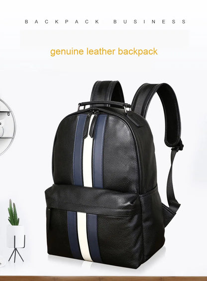 2024 nuevo diseño de moda para hombres, mochila marrón de cuero genuino para ordenador portátil, mochila escolar, bolsa de día para niños, bolsas de viaje grandes para hombres