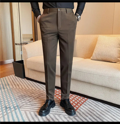 Camisas de vestir de negocios para hombres, pantalones ajustados de traje Social de oficina informal, pantalones de fiesta de boda de alta calidad, ropa de otoño e invierno