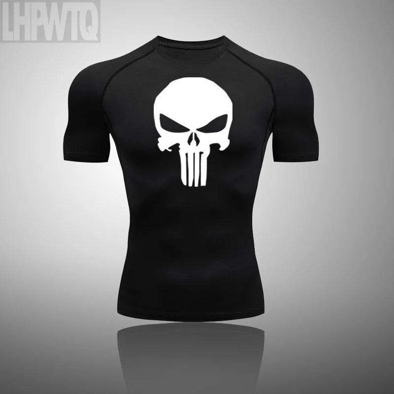 Camiseta deportiva de compresión para hombre, camiseta de entrenamiento físico de secado rápido MMA, ropa deportiva masculina para correr y correr