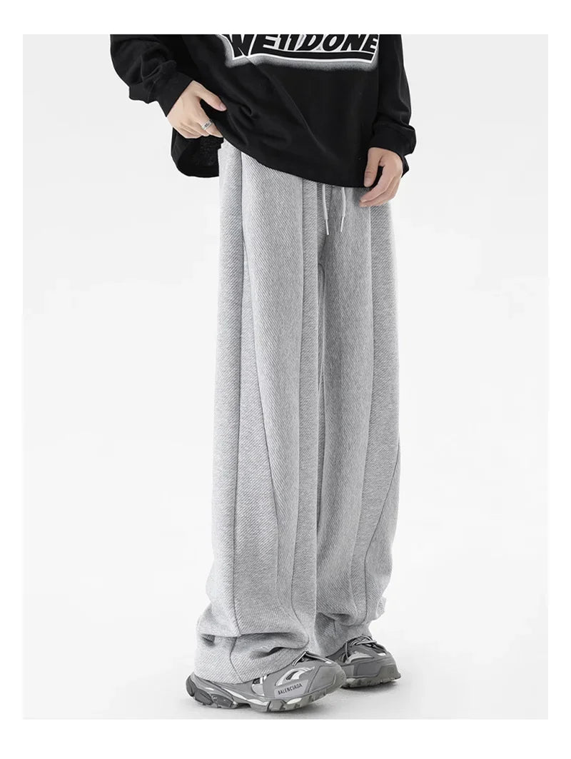 Pantalones Deportivos Grises de Pierna Recta Estilo Hip Hop 2026 para Hombre, Pantalones Holgados de Moda Coreana de Primavera, Estilo Y2K, Casuales