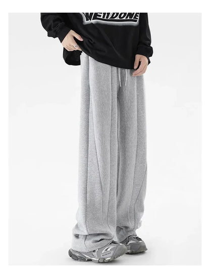 Pantalones Deportivos Grises de Pierna Recta Estilo Hip Hop 2026 para Hombre, Pantalones Holgados de Moda Coreana de Primavera, Estilo Y2K, Casuales