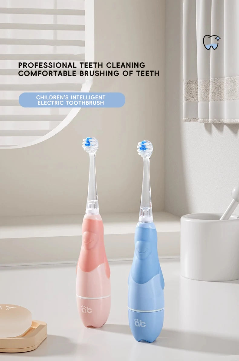 Cepillo de dientes eléctrico sónico para niños de 1 a 15 años, cuidado dental primario profesional, IPX7, resistente al agua, cerdas suaves DuPont