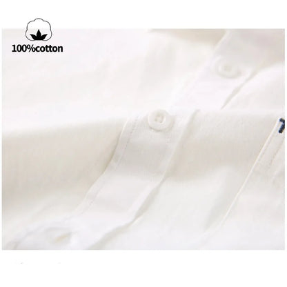 Camisa de Manga Corta para Hombre, 100% Algodón, Transpirable, Casual, de Color Sólido, con Botones, Cuello Clásico, para Uso Diario
