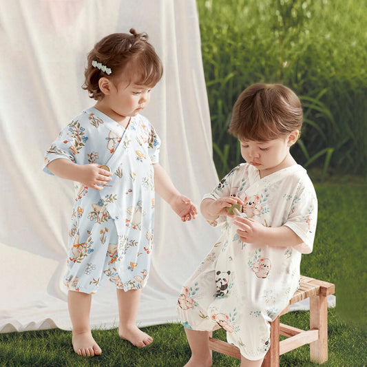 Mono fino para bebé recién nacido, traje suave transpirable de manga corta para gatear, mono infantil bonito para niños y niñas, peleles para chico