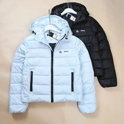 Chaqueta Corta Acolchada de Algodón para Mujer, Estilo Otoño Invierno, con Estampado de Letras, Capucha, Informal, Estilo Ame...