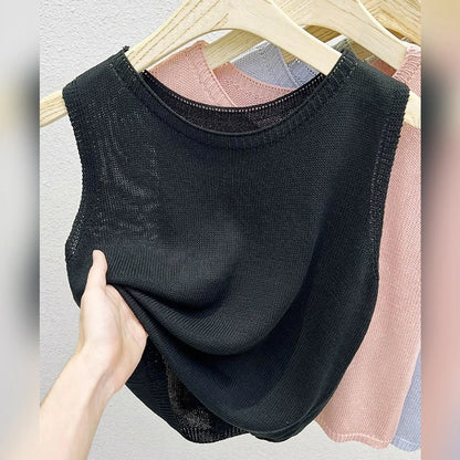 Loose Casual Comfortable Knitted Vest Women's Sleeveless Top Fashionable Summer Design Sense Soft Style Commute Korean Version