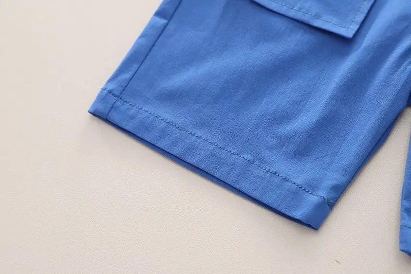 Nueva ropa informal para niños, traje de verano para niños y niñas, camisa con letras estampadas, pantalones cortos, 2 unids/set, ropa para niños pequeños de 0 a 5 años