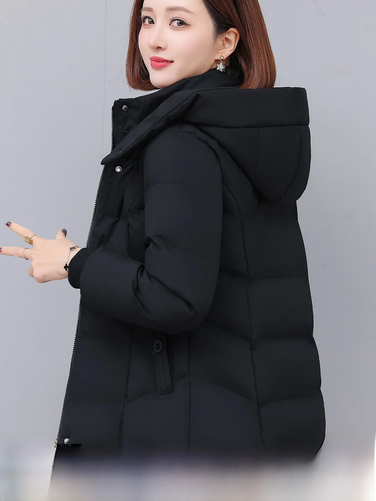 Chaqueta de algodón con forro polar grueso para mujer ENYW, abrigo informal holgado de invierno, ropa cálida para mamá, manga...