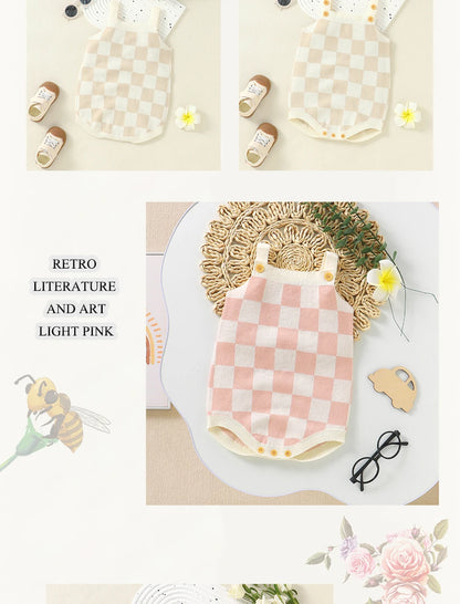 Body infantil, ropa de 0 a 18m con patrón a cuadros para recién nacidos, niños y niñas, mono informal sin mangas, mono, trajes para niños pequeños de una pieza