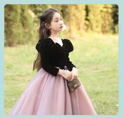 Vestido de fiesta de manga larga para niñas, ropa nueva, vestido hinchado para actuación, desfile, vestidos formales de celebración, disfraz