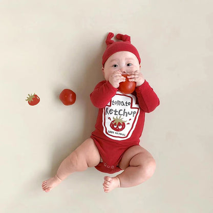 Pelele para recién nacido, mono con sombrero, mono para bebé, Cosplay, gemelos, tomate rojo, Ketchup y disfraz de mostaza amarilla de 0 a 2T