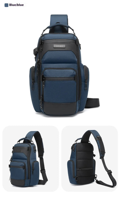 Bolso de pecho OZUKO, elegante bolso cruzado multifuncional, bolso cruzado de viaje ligero e impermeable para hombre