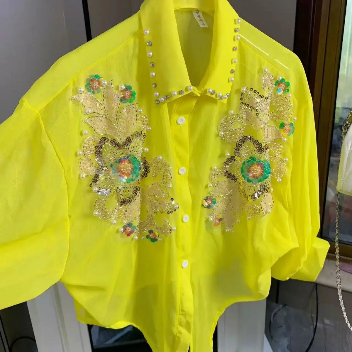 Blusas con Lentejuelas Brillantes y Bordados para Mujer, Chaquetas de Verano con Protección Solar, Ropa Coreana Popular