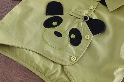 Ropa de algodón para niños, camisa de Panda de dibujos animados, pantalones cortos, 2 unids/set, chándales de moda para niños pequeños, prendas de vestir