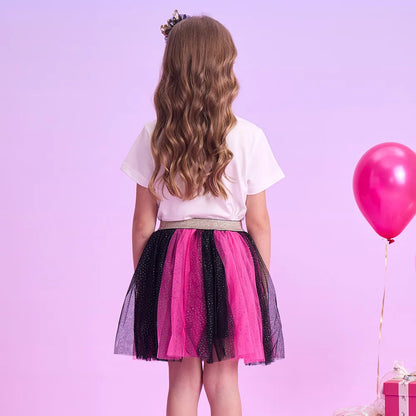 VIKITA, falda tutú con purpurina rosa y negra para niñas, faldas informales de tul en capas para fiesta y baile, faldas para uso diario, minifaldas bonitas a la moda para niñas