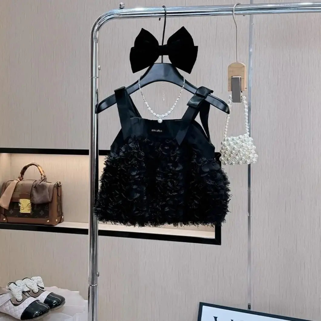 Conjunto para niña, novedad de verano, estilo elegante para niña, estilo veraniego, conjunto de dos piezas con tirantes a la moda para niña pequeña