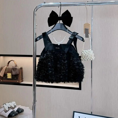 Conjunto para niña, novedad de verano, estilo elegante para niña, estilo veraniego, conjunto de dos piezas con tirantes a la moda para niña pequeña