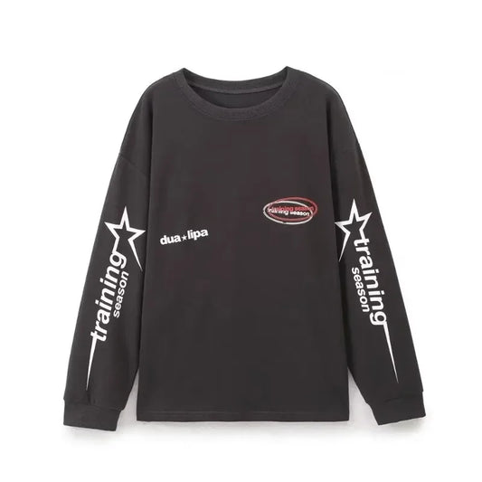 Sudaderas con cuello redondo y estampado gris, camisetas de moda Harajuku para otoño, camisetas holgadas de manga larga, sudadera Y2k de otoño