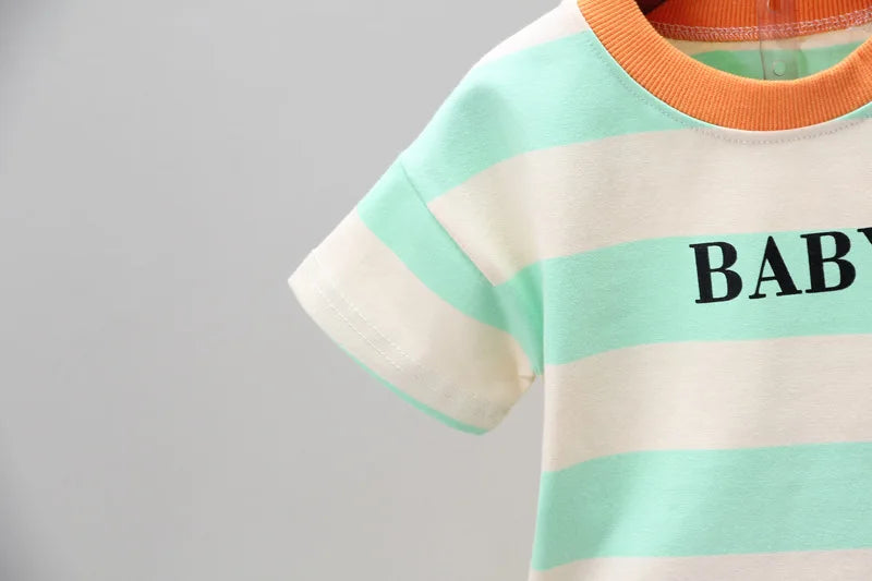Novedad de verano, ropa de verano para bebés, conjuntos de ropa para niños recién nacidos, camisetas de manga corta con cuello redondo, pantalones cortos geniales, trajes deportivos