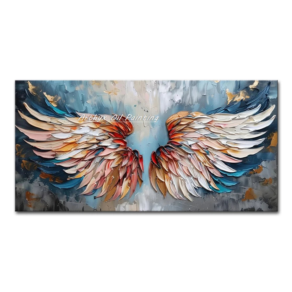 Arthyx, pintura al óleo abstracta pintada a mano con cuchillo y efecto 3D de alas sobre lienzo, pósteres con textura, cuadros grandes para pared, decoración moderna para el hogar + paquete Switch In Art completo