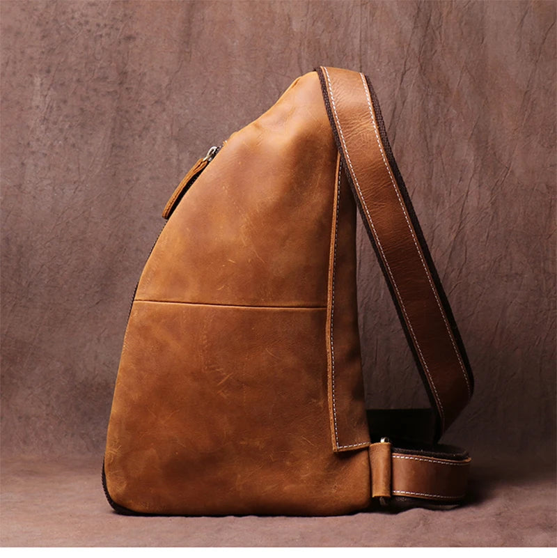 Guro-bolso de pecho de viaje de cuero genuino de alta calidad para hombre, satchel de lujo, cruzado de tendencia Vintage, bolsos de tirantes para deportes al aire libre de fin de semana