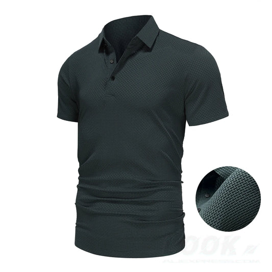 Camisa de Golf de alta calidad para hombre, Polo de manga corta con huecos, camiseta transpirable de seda de hielo para verano, tallas hasta EUR