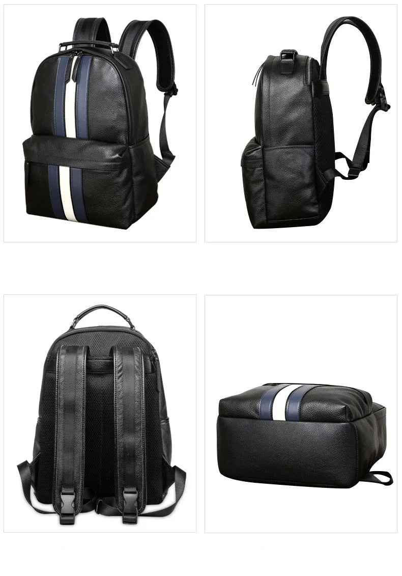 2024 nuevo diseño de moda para hombres, mochila marrón de cuero genuino para ordenador portátil, mochila escolar, bolsa de día para niños, bolsas de viaje grandes para hombres