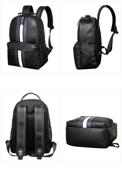 2024 nuevo diseño de moda para hombres, mochila marrón de cuero genuino para ordenador portátil, mochila escolar, bolsa de día para niños, bolsas de viaje grandes para hombres