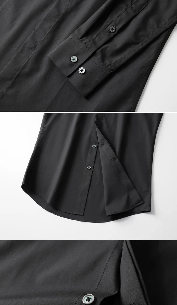 Camisa con cuentas hecha a mano para hombre, camisa de vestir Social de negocios de manga larga, traje informal de algodón de alta calidad para actuación en escenario de estrella