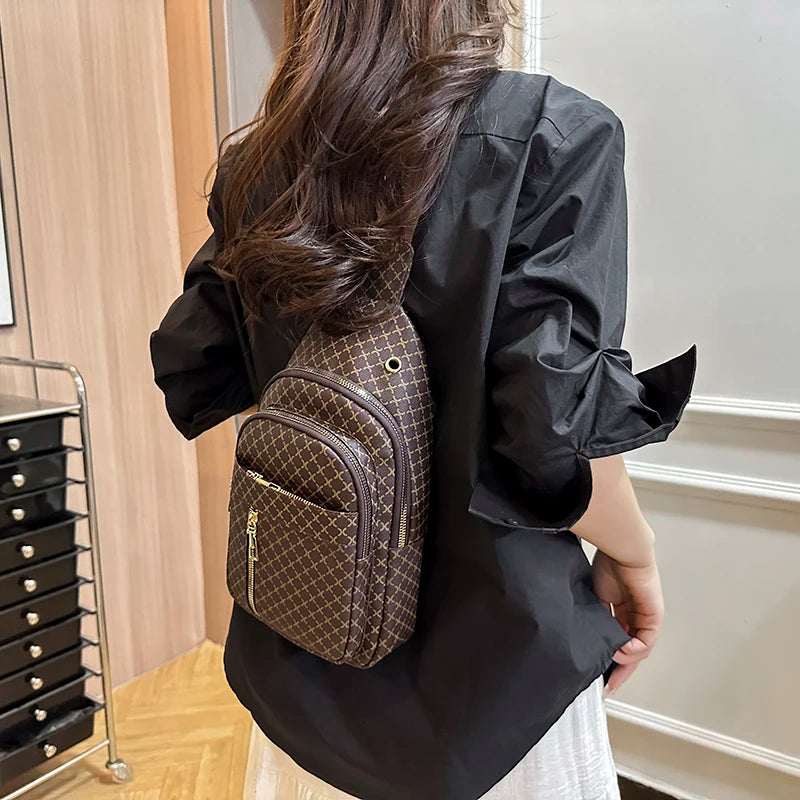 Bolso de pecho de cuero PU ligero con múltiples bolsillos para hombre, bolso cruzado informal Unisex, adecuado para desplazamientos diarios, bolso de hombro