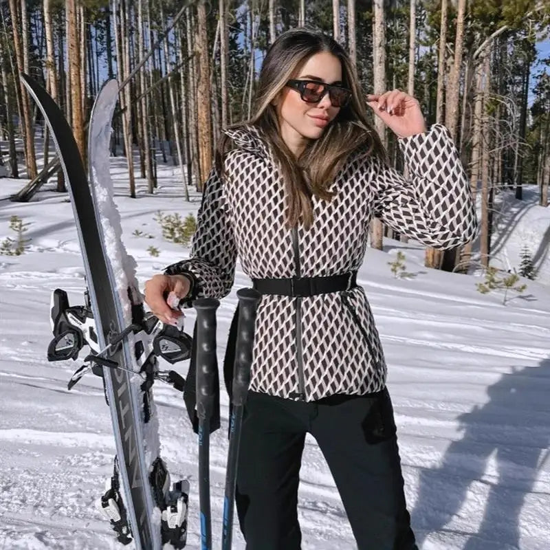 Fashionable Printed Warm Cotton Jacket Women's Winter Clothing Long Sleeve  Color Design Stylish And Comfortable