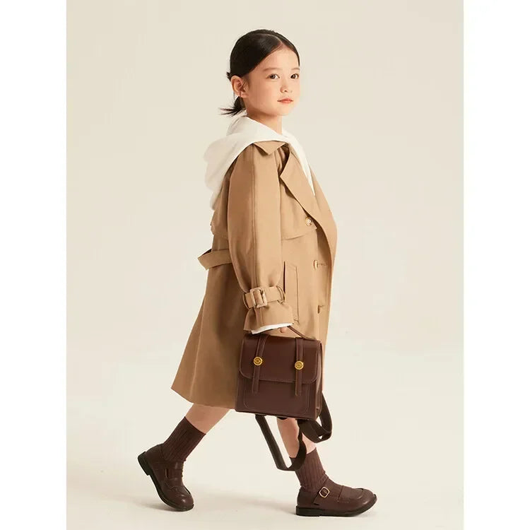 Gabardina larga para niña, abrigo elegante de alta calidad, ropa de otoño e invierno, novedad de 2023