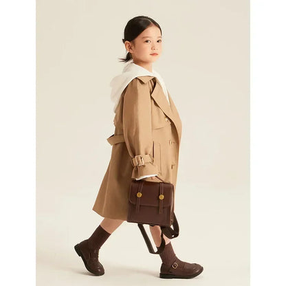 Gabardina larga para niña, abrigo elegante de alta calidad, ropa de otoño e invierno, novedad de 2023