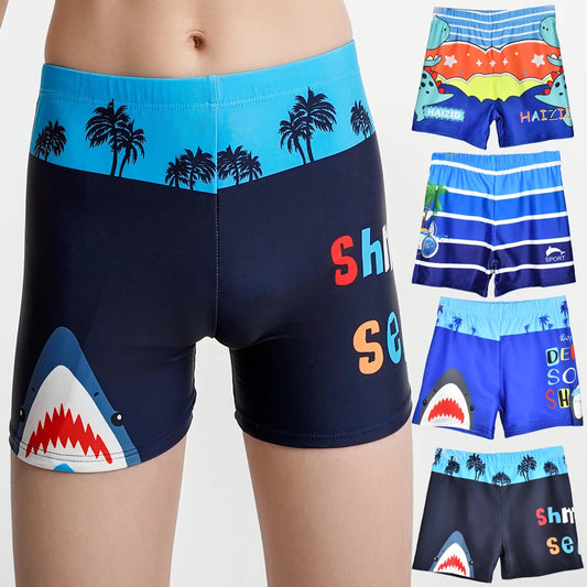 Bañadores de verano para niños, traje de baño de dinosaurio y tiburón de dibujos animados, pantalones cortos de playa para niños, parte inferior de baño de secado rápido para niños