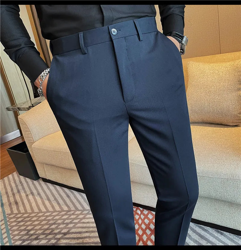 Camisas de vestir de negocios para hombres, pantalones ajustados de traje Social de oficina informal, pantalones de fiesta de boda de alta calidad, ropa de otoño e invierno