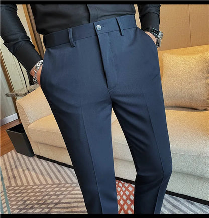 Camisas de vestir de negocios para hombres, pantalones ajustados de traje Social de oficina informal, pantalones de fiesta de boda de alta calidad, ropa de otoño e invierno