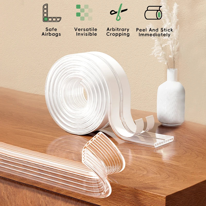 AIBEDILA Protector de Esquinas para Bebés, Tira de Protección Transparente de PVC Grueso, Protector de Seguridad para Mesas y Cajones, Anti-Colisión