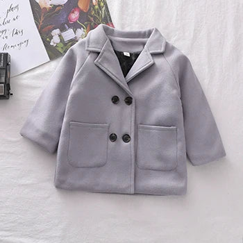 2 3 4 5 6 Years Baby Boys Jacket Spring Autumn Keep Warm Fashion Windbreaker Long Sleeve Woolen Coat Birthday Gift Kids Clothes