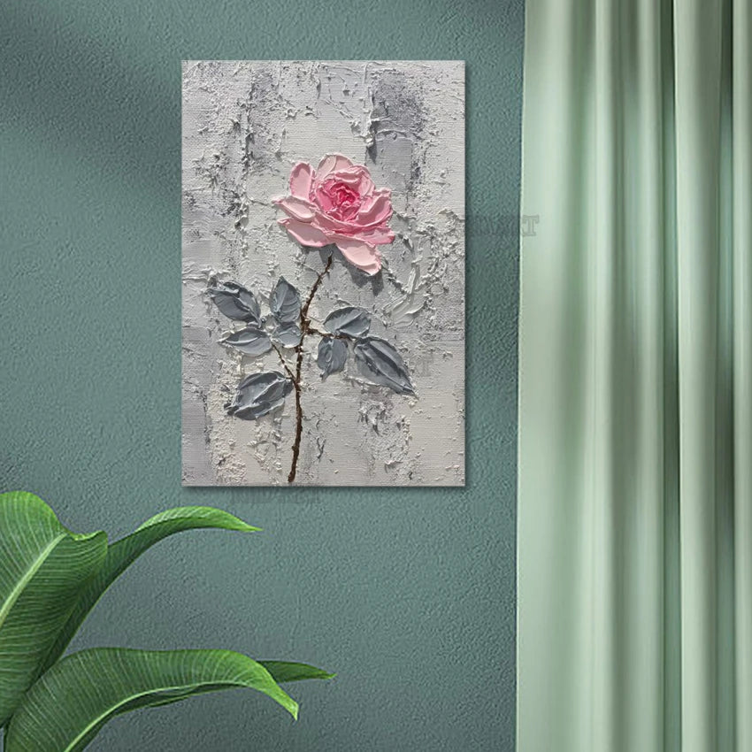 Cuadro Decorativo de Pared con Diseño de Rosa, Pintura Acrílica Texturizada 3D Pintada a Mano, Pintura Abstracta al Óleo de Gran Tamaño, + Paquete Switch In Art completo