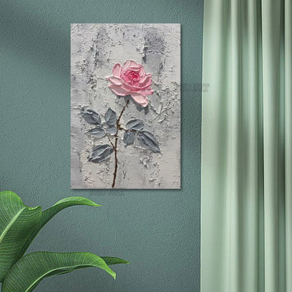 Cuadro Decorativo de Pared con Diseño de Rosa, Pintura Acrílica Texturizada 3D Pintada a Mano, Pintura Abstracta al Óleo de Gran Tamaño, + Paquete Switch In Art completo