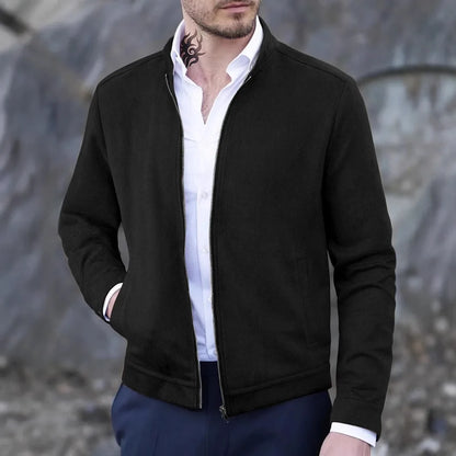 Autumn Winter Slim Fit Stand Collar Jackets Men Business Casual Zipper Solid Outwear Male Fashion Office Jacket Coat Cardigan