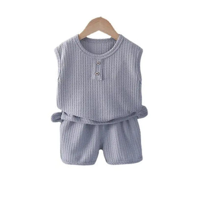 Ropa de oso para niños y niñas, chaleco de cuello redondo, pantalones cortos, chándales de dibujos animados para niños pequeños, moda de verano, nuevo conjunto de 2 piezas