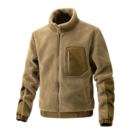 2025 nueva chaqueta de lana de Otoño Invierno para hombre, prendas de vestir deportivas informales para hombre, abrigo grueso y cálido con cuello levantado, chaqueta Cargo para hombre M-3XL