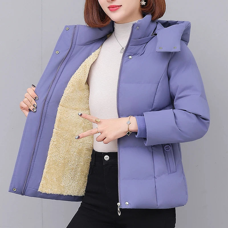 Chaqueta de algodón con forro polar grueso para mujer ENYW, abrigo informal holgado de invierno, ropa cálida para mamá, manga...