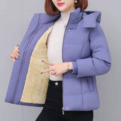 Chaqueta de algodón con forro polar grueso para mujer ENYW, abrigo informal holgado de invierno, ropa cálida para mamá, manga...