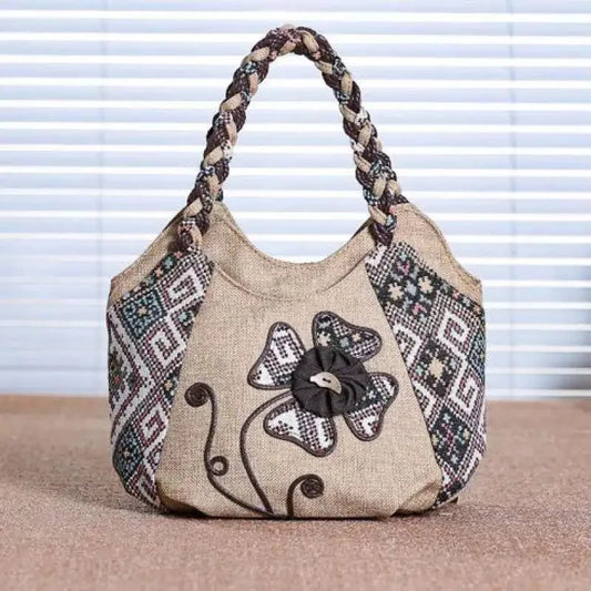 Bolso informal de lino para Mujer, bolso de hombro de viaje de alta calidad, bolso de mano para Mujer, Bolso de diseño nacional de gran capacidad para Mujer
